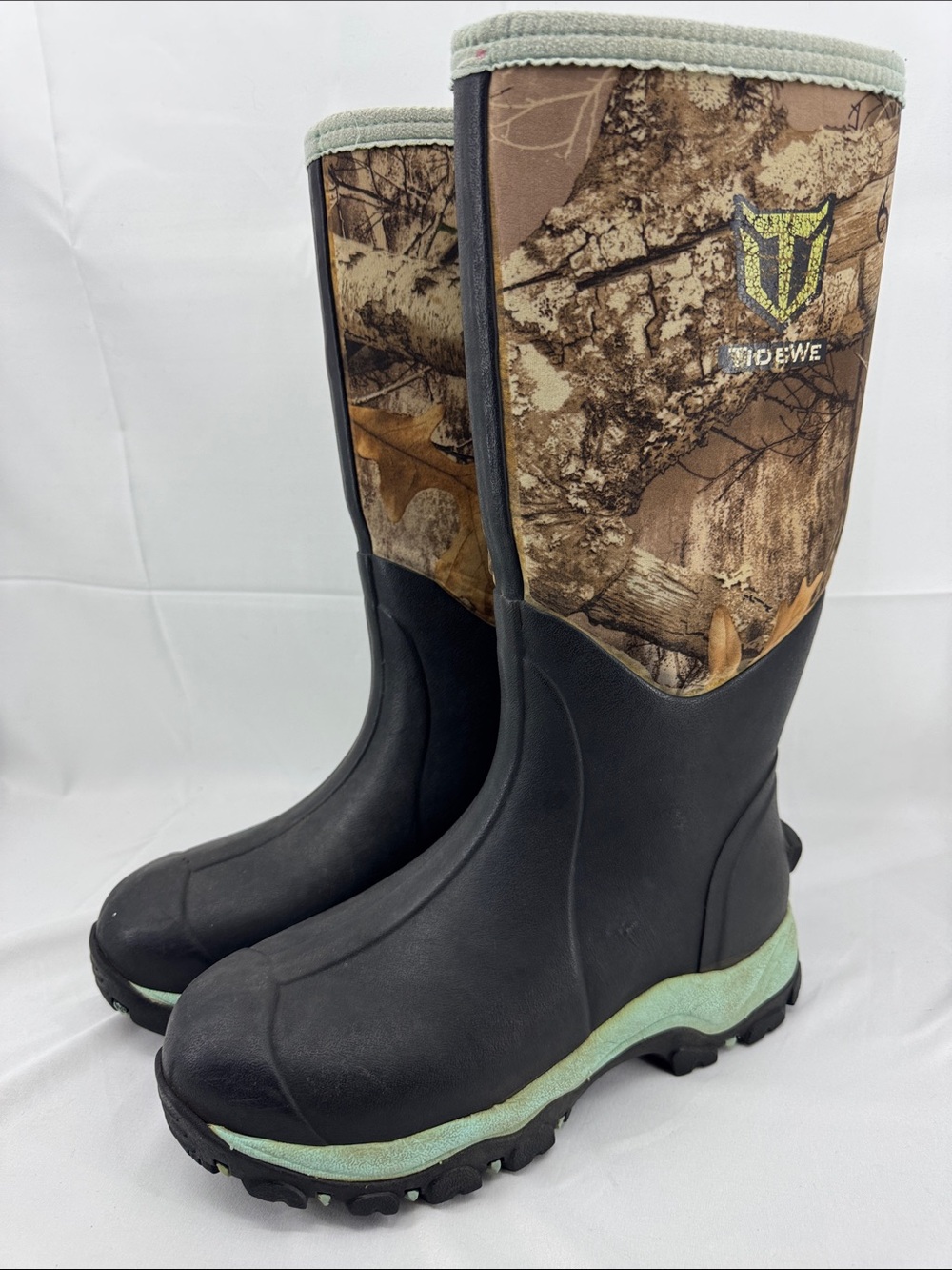 TideWe Real Tree Camo Mens Neoprene Rubber Wader Hunting Tall Boots, est sz 9